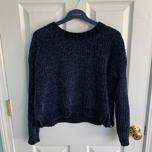 aerie navy fuzzy sweater